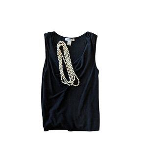 Faux pearl necklace black tank